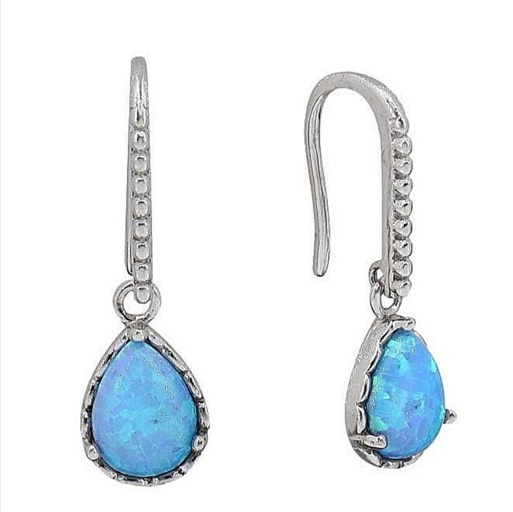 Blue Opal Sterling Silver dangle drop earrings 🆕